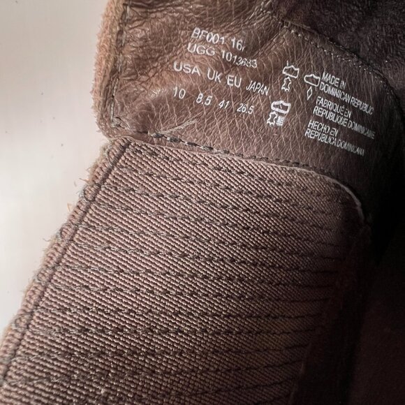 Ugg Bootie Women 10 Leather Suede Pull On Strap Heel Ankle Work Party Core Ex - Picture 12 of 15